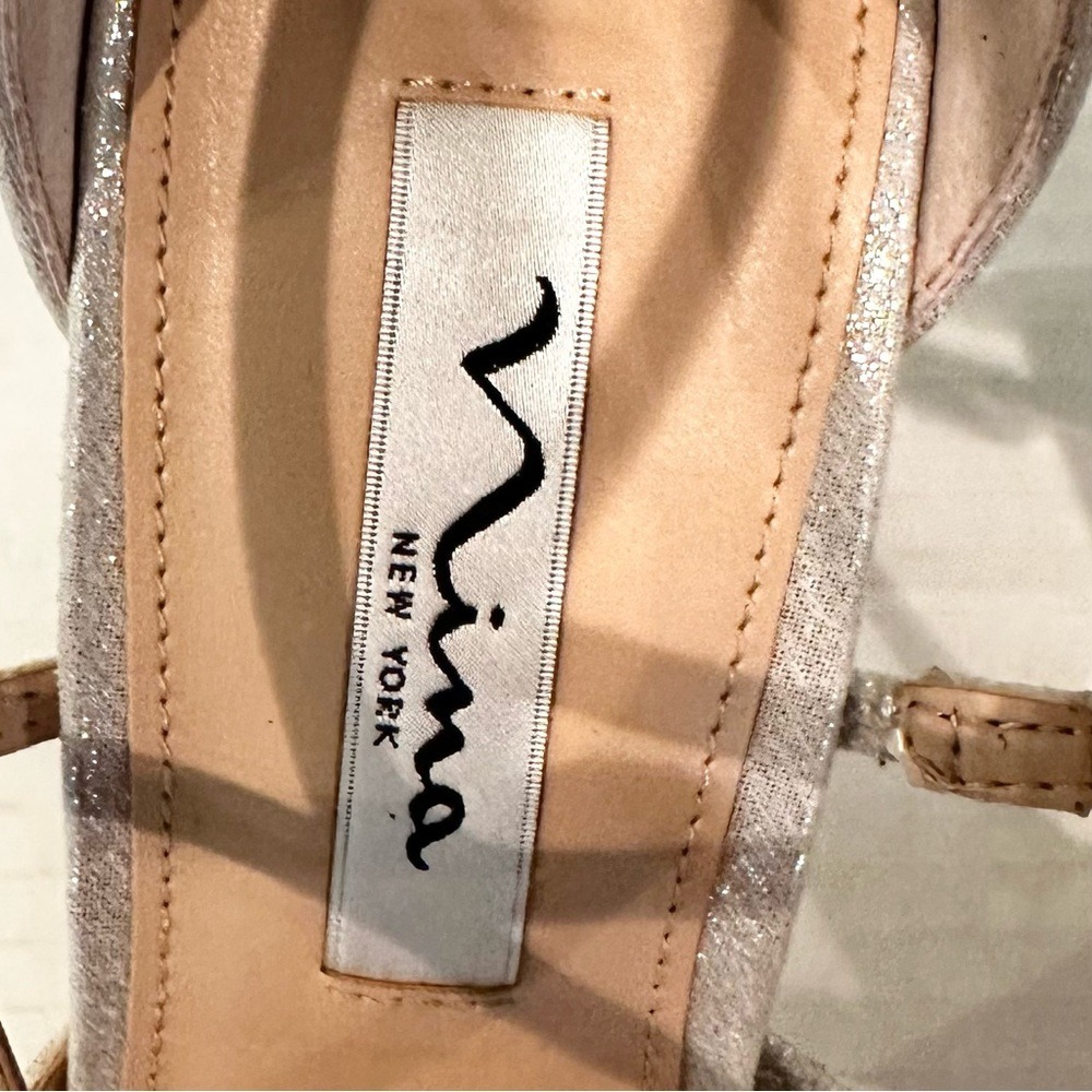 Nina Sassie‎ Crystals Bridal Cocktail Party High Heels Women's 8 True Silver - Picture 11 of 13